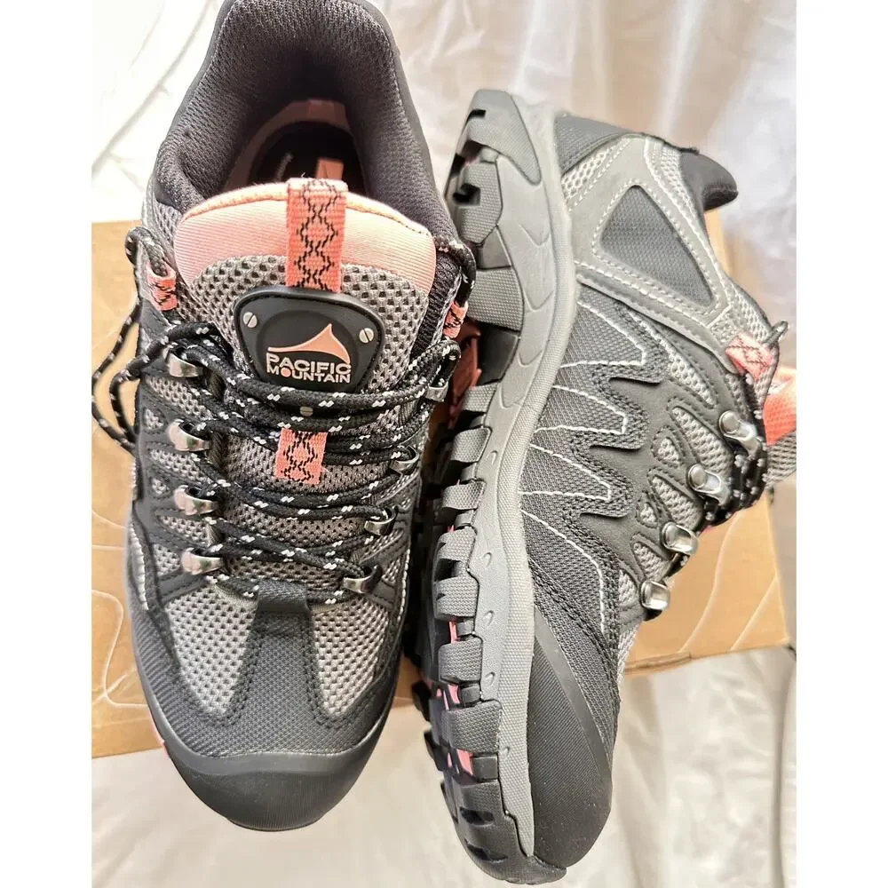 Pacific Mountain women's 7.5 Black & salmon Cheyenne Low Hiking Shoes New in box